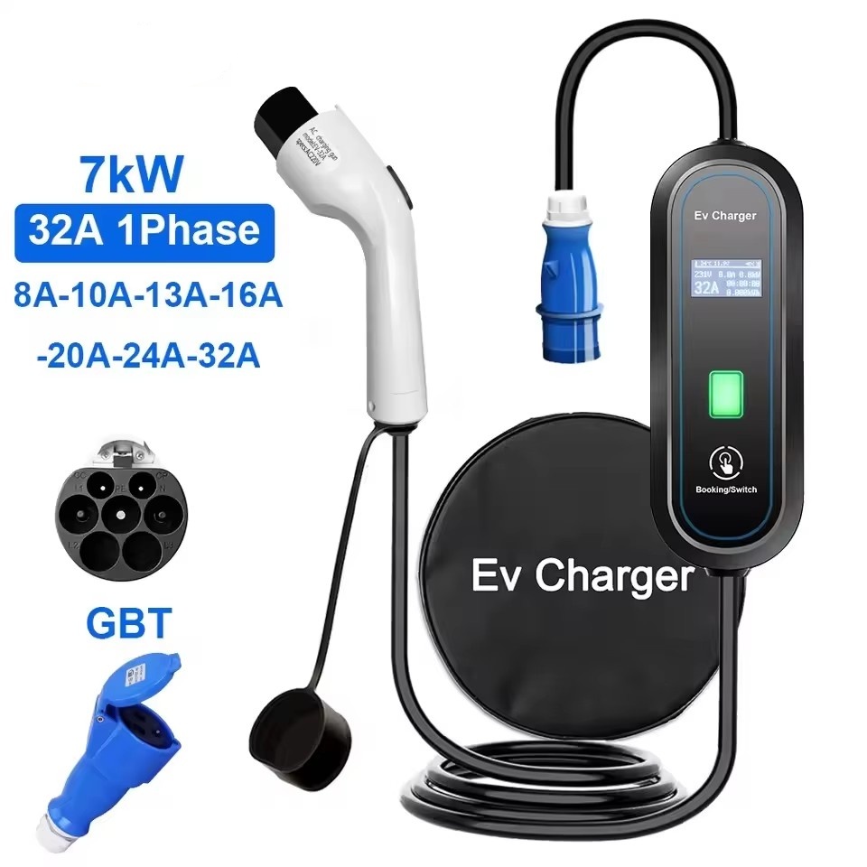 Pengisi daya EV portabel GBT,  - Portable Ev Charger 32A Type 2 Cee Plug ulasan dan harga