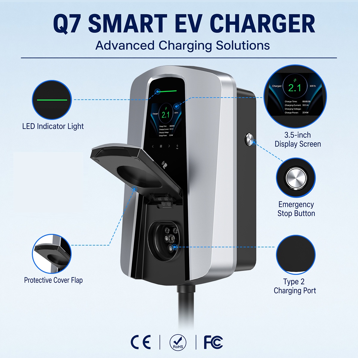 7.4KW Soket Pengisi Daya EV Ti - Wallbox Ev ulasan dan harga